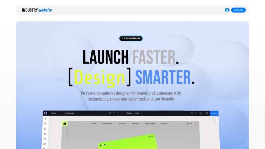 Live preview of the INDU5TRY.Website homepage